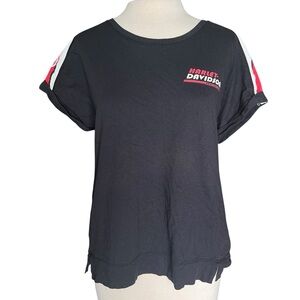 VINTAGE 2000s Women’s Biker Grunge Moto Black Red Harley Davidson Tee Sz M